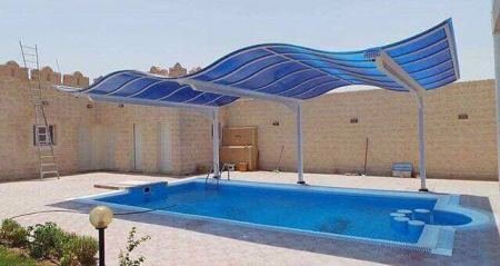 تصميم وتركيب مظلات مسابح بمختلف أحجامها
